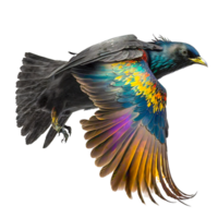 ai generativo comum Raven pássaro aguarela pintura voar png
