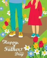 Happy Fathers Day vertical card. vector