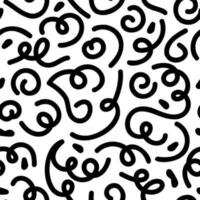 Black lines squiggle seamless pattern vector illustration