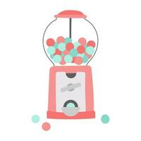 Chewing gum ball machine. Cartoon vector illustration.