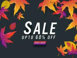 For Sale Poster Design Decorated With Gradient Maple Leaves. vector