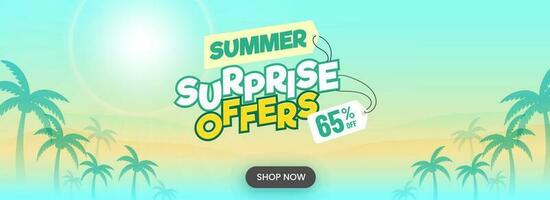 Surprise Offer For Summer Sale Header Or Banner Design With Sunshine Natural View. vector