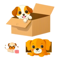set of cute dogs illustration png
