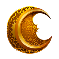 Islamic Art With Golden Moon For Ramadan Kareem png