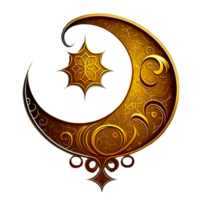 Eid Mubarak moon and star illustration png