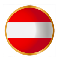 ai generativo Austria bandera circulo forma botón vaso textura en transparente antecedentes png
