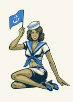 Vintage Sailor PinUp girl vector