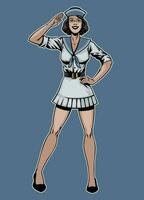 Pinup Sailor Woman Stance Pose vector