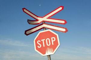 Railroad stop sign photo