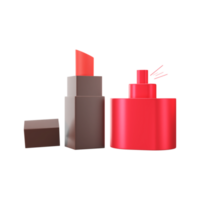 Red Lipstick And Scent 3D Render Icon. png