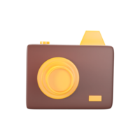 Castanho e dourado Câmera ícone dentro 3d estilo. png