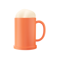 3D Render of Beer Mug Element In Dark Peach And White Color. png