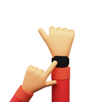 3D Render of Human Hand, Tapping on Smart Wrist Watch. Blank Screen for your Product Advertisement or App Presentation. png