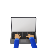 3D Render of Human Hands Typing on Laptop with Blank Screen for your Product Advertisement, Website or Landing Page Presentation etc. png