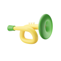 3d geven van trompet element in groen en geel kleur. png
