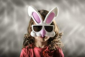 Kid with rabbit mask photo