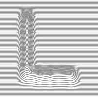 Letter with a linear pattern on a white background wave vector