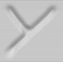 Letter with a linear pattern on a white background wave vector