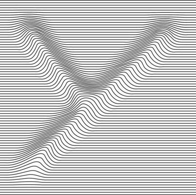Letter with a linear pattern on a white background wave