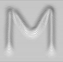 Letter with a linear pattern on a white background wave vector