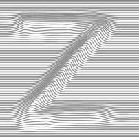 Letter with a linear pattern on a white background wave vector