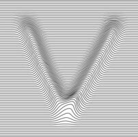 Letter with a linear pattern on a white background wave vector