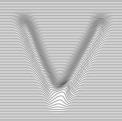 Letter with a linear pattern on a white background wave
