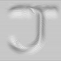 Letter with a linear pattern on a white background wave vector