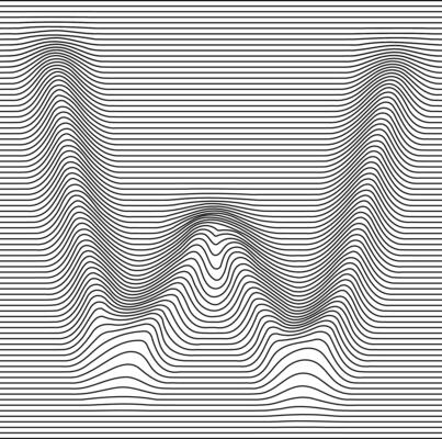 Letter with a linear pattern on a white background wave