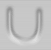 Letter with a linear pattern on a white background wave vector