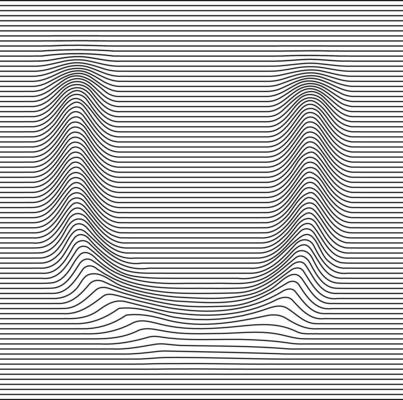 Letter with a linear pattern on a white background wave