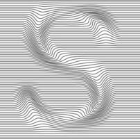 Letter with a linear pattern on a white background wave vector