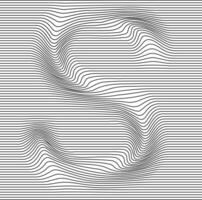 Letter with a linear pattern on a white background wave vector