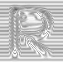 Letter with a linear pattern on a white background wave vector