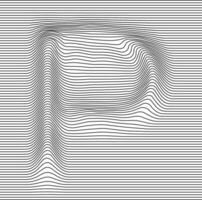 Letter with a linear pattern on a white background wave vector