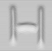 letra alfabeto espejismo con líneas olas vector