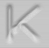 Letter with a linear pattern on a white background wave vector