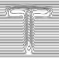 Letter with a linear pattern on a white background wave vector