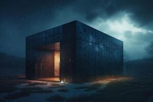 3D rendering of a dark cell at night. photo