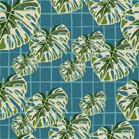 Monstera leaves seamless pattern. Exotic jungle plants endless wallpaper. Leaf background. Hawaiian rainforest floral backdrop. vector