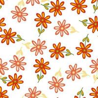 Hand drawn floral wallpaper. Cute flower seamless pattern. Naive art style. vector