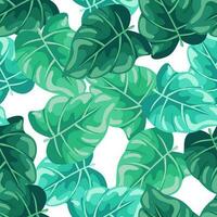 Stylized tropical leaves seamless pattern. Decorative leaf background. vector