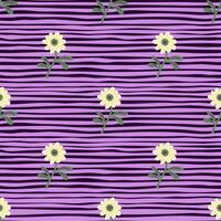 Cute flower seamless pattern in simple style. Hand drawn floral endless background. vector