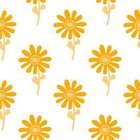 Naive flower seamless pattern. Cute floral endless background. vector