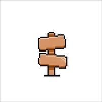 wooden signpost in pixel art style vector