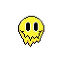 melting smile head in pixel art style vector