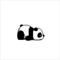 sleeping panda in pixel art style vector