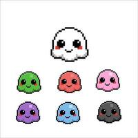 cute slime set with different color in pixel art style vector