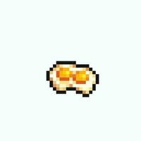 fried egg in pixel art style vector