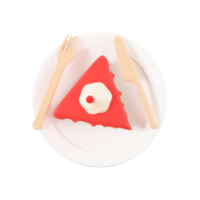 tenedor y cuchara en rojo Pastelería plato 3d icono. png